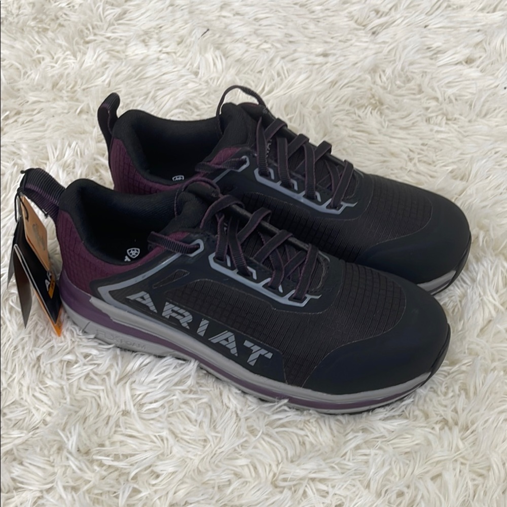 Women’s Ariat Outpace Steel-toe Work Shoe, Purple, Gray, Black, Size: 6, NWT!